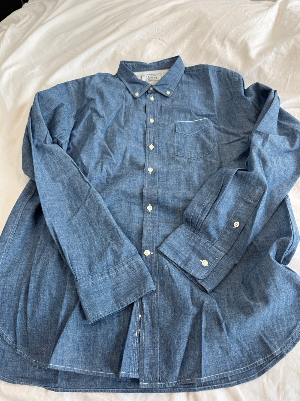 Officine Generale Blue Denim Button-Down Shirt